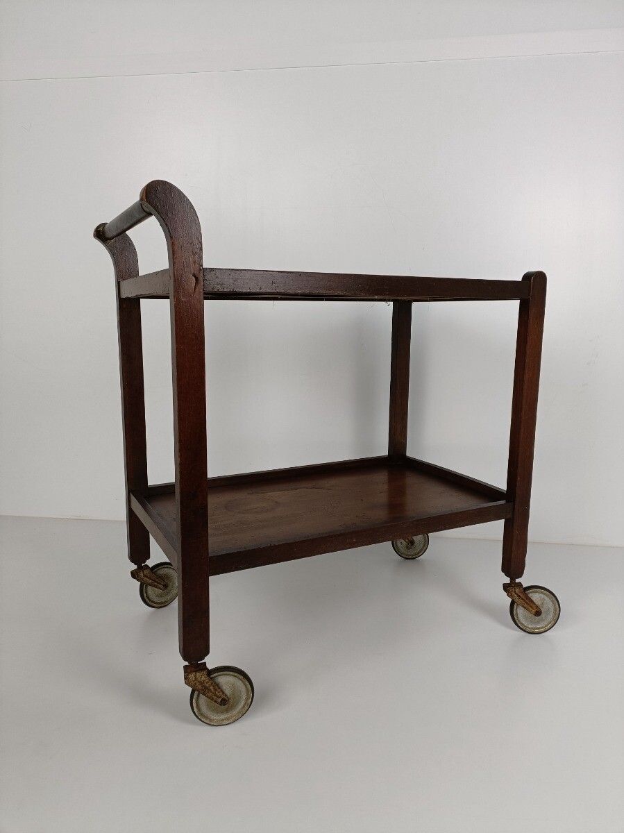 Bar Cocktail Tea Cart Trolley  Kitchen Island Wood Vintage Farmhouse  Country St photo for sale