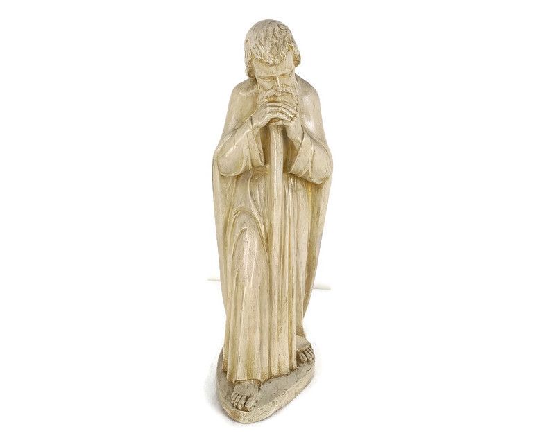 Statue Saint Praying Plaster Large Church Vintage Kneeling Xl photo furniture