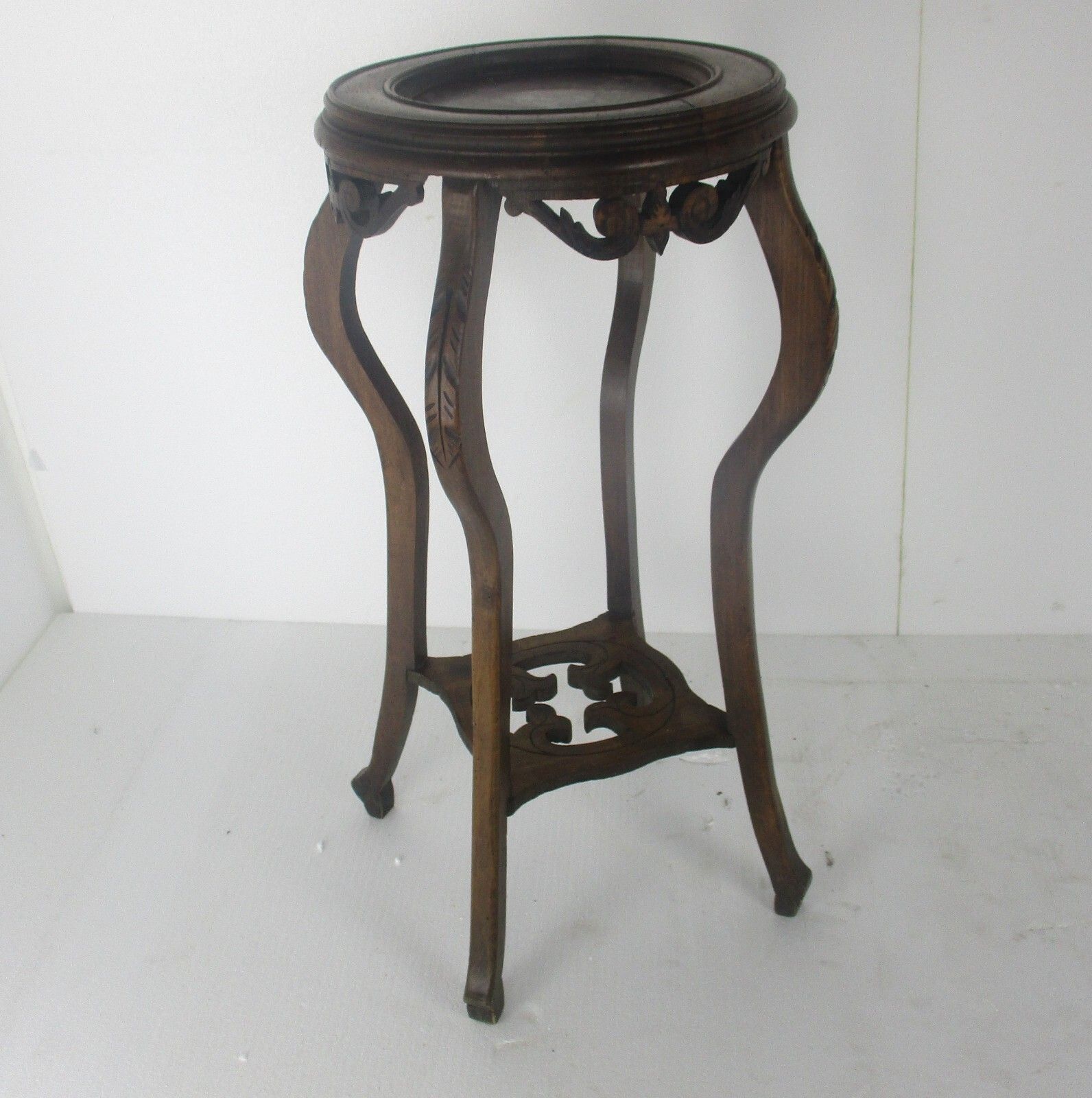 Large Carved Wood Marble Tops 2 Tier Plant Flower Bonsai Stand Pedestal Antique photo furniture