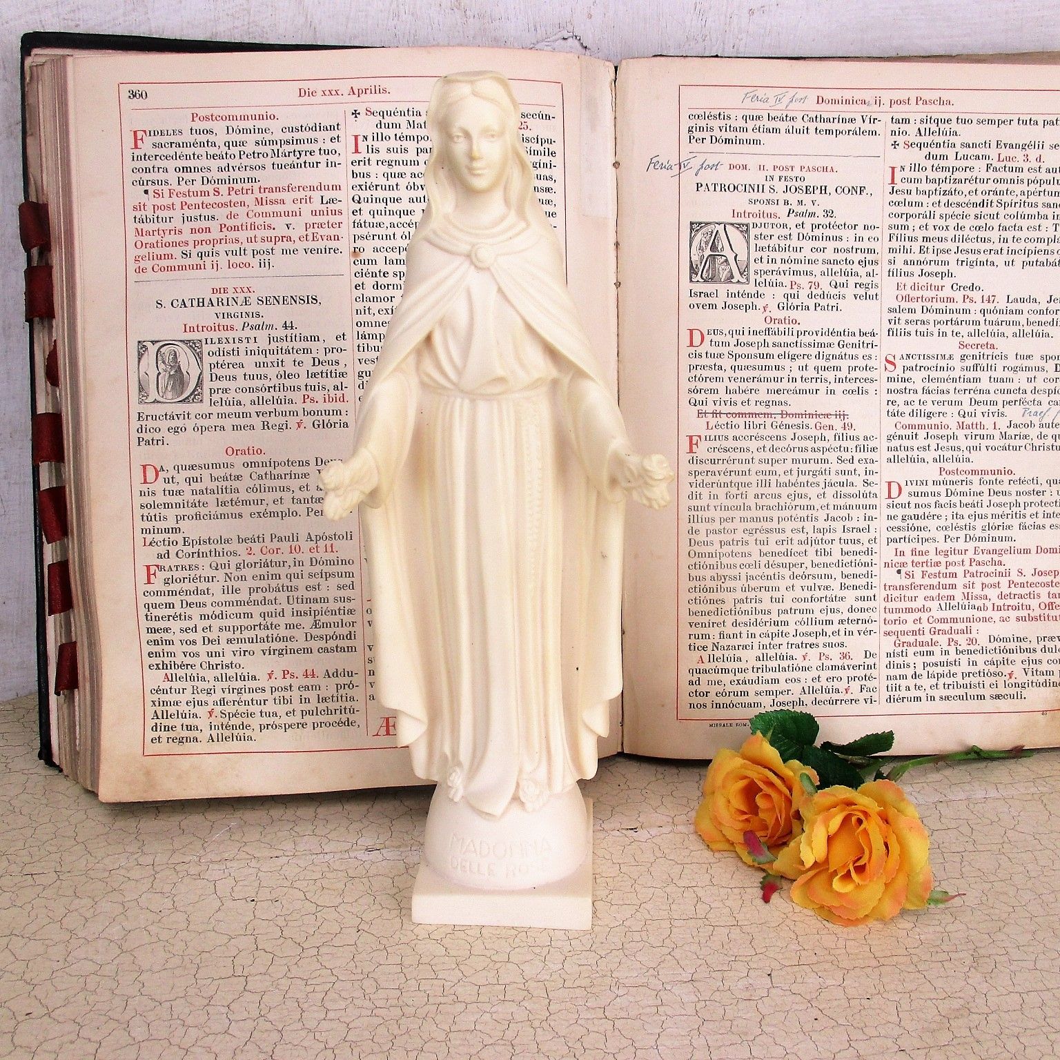 Statue Virgin Mary Our Lady Madonna Delle Rose Resin Faro  Htf Collector photo furniture
