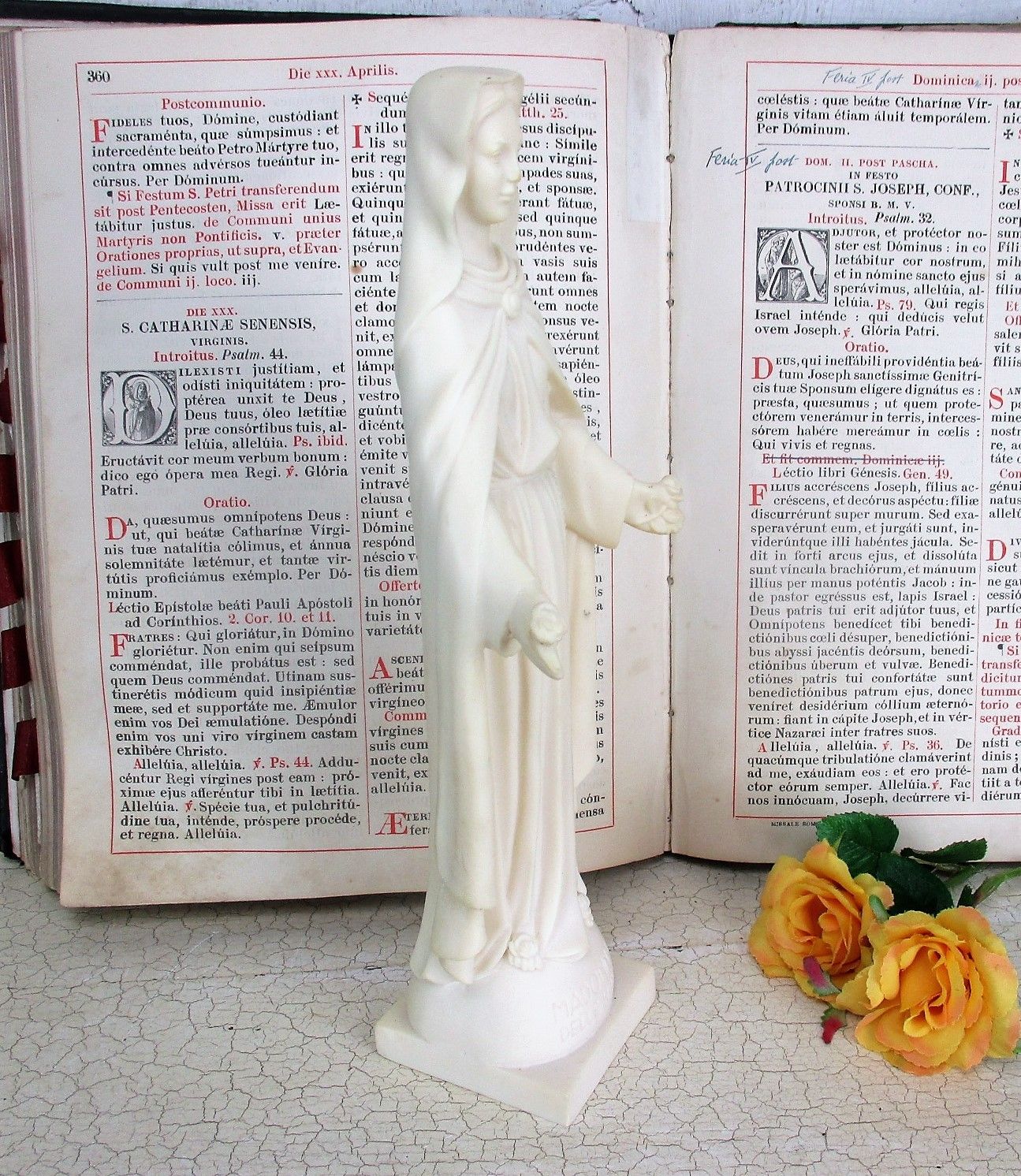 Statue Virgin Mary Our Lady Madonna Delle Rose Resin Faro  Htf Collector photo for sale