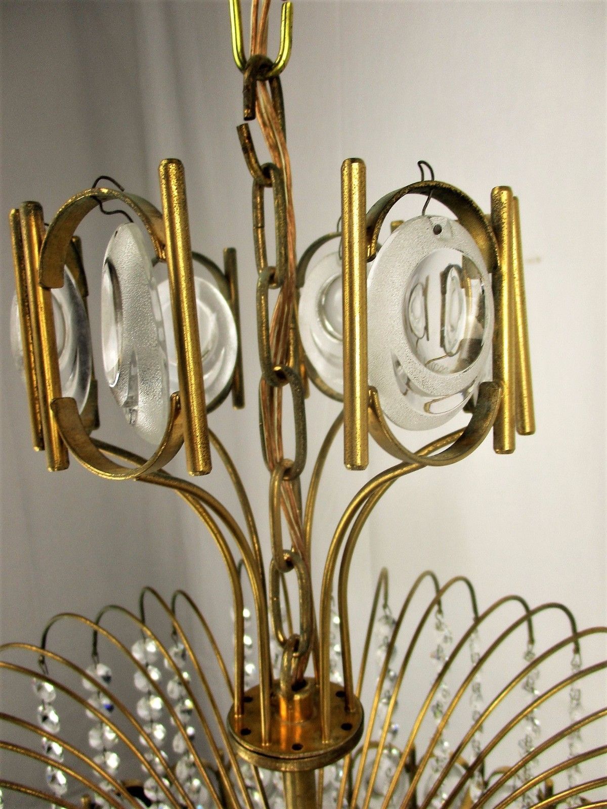 photo for sale Palwa Chandelier 8 Tier  Gold Plated Swarovski Crystal Prisms 1960s Germany Htf