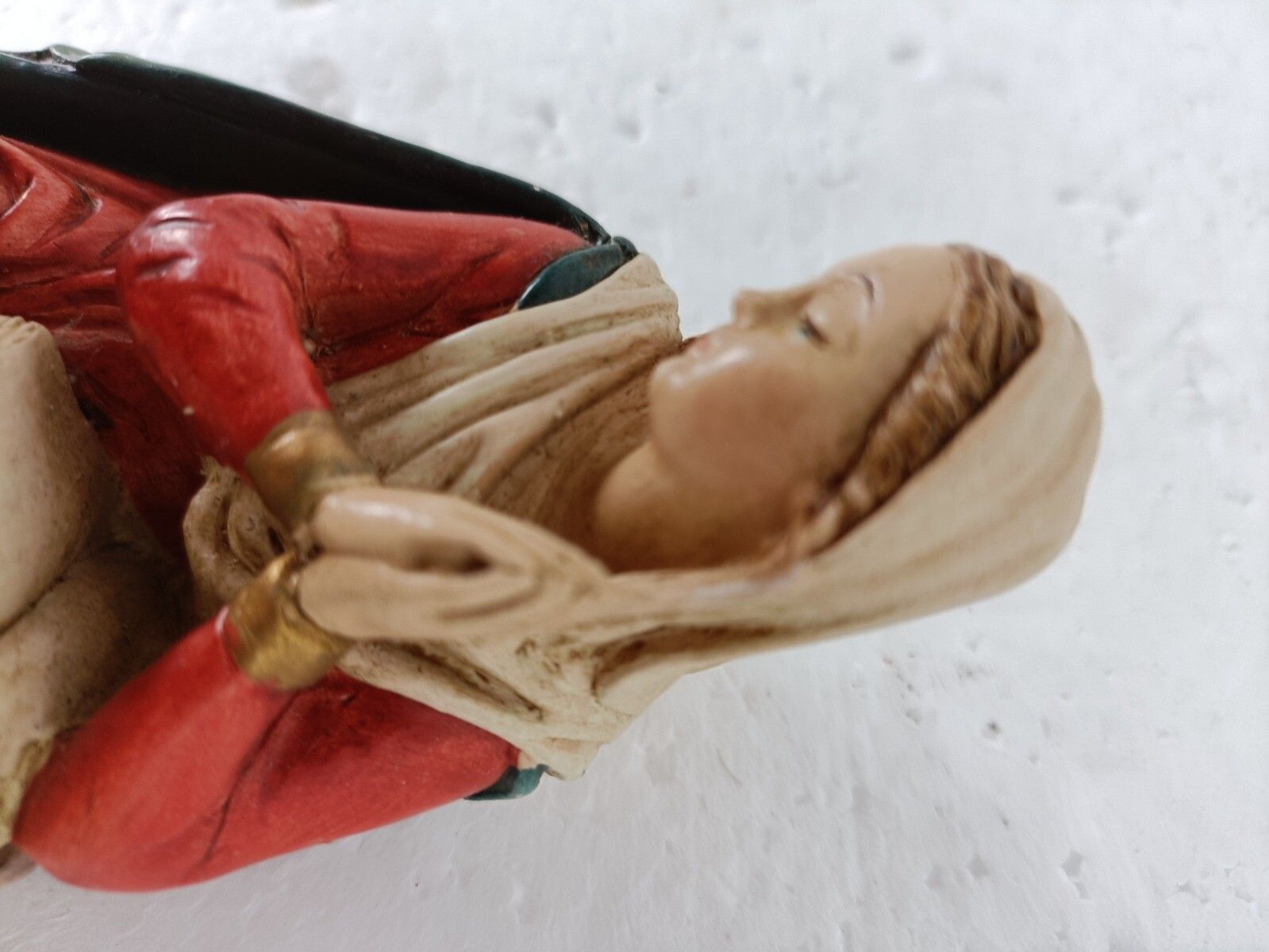 Gorgeous Statue Polychrome Resin Our Lady Madonna Mary Reading Bible With Infant photo vintage