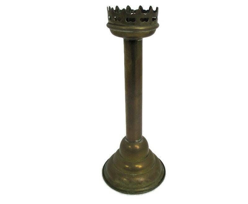 Antique Candle Holder Candle Stick Church  Chapel Altar Monastery Brass Ornate B