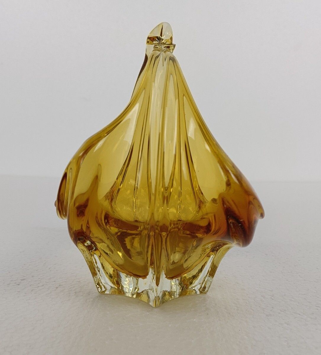 Art Glass Centerpiece Bowl Fruit Dish Murano Italy Amber Brown Small Gorgeous photo for sale
