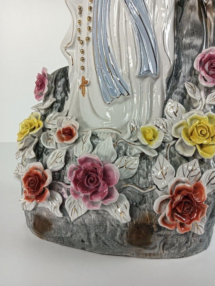 Vintage  Large Statue Figurine Notre Dame De Lourdes Chinaware Porcelain  France photo buy