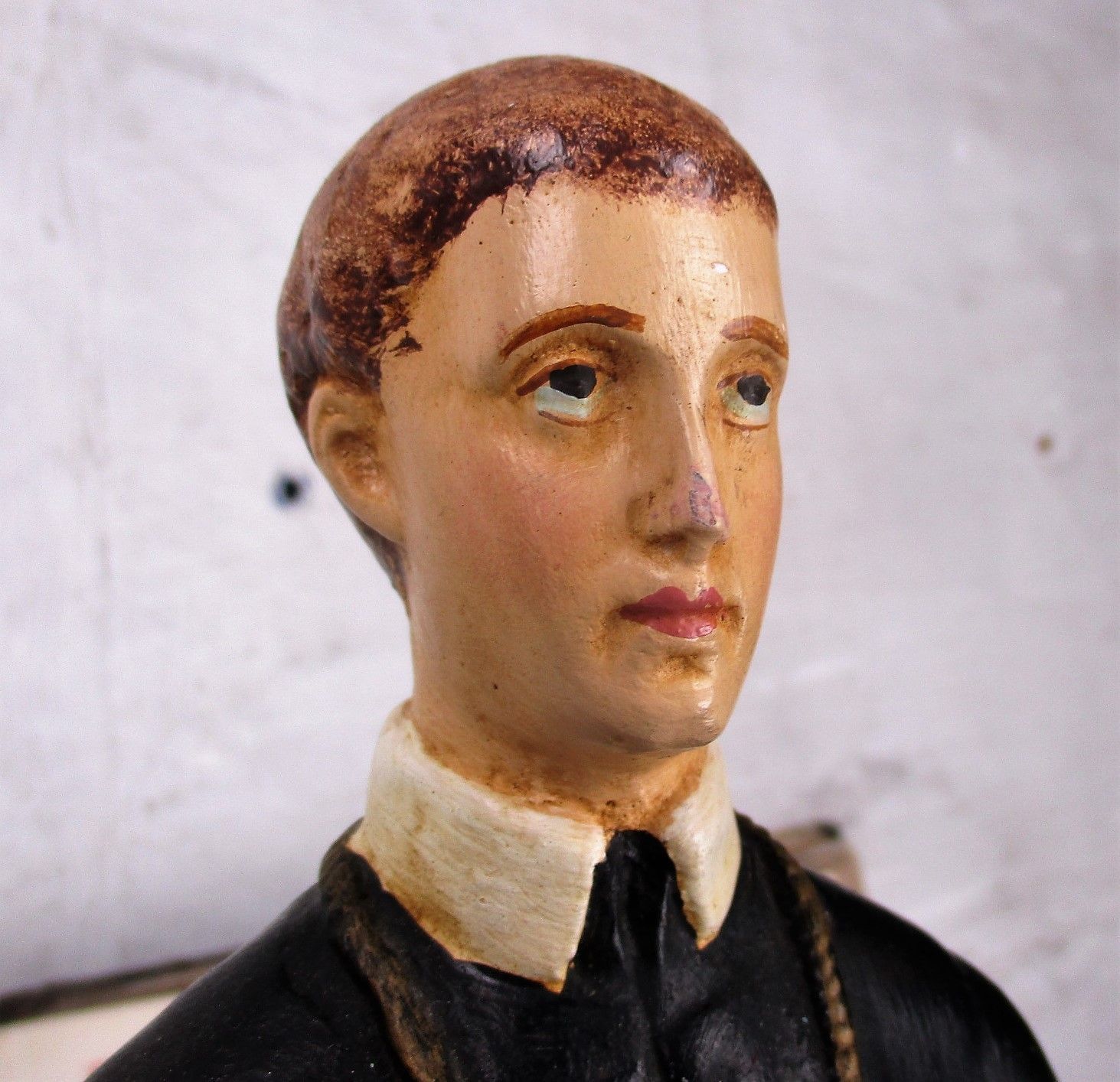 Antique Statue Saint Santo Gerard Santo Majella Dragon Plaster Priest Gothic photo Art
