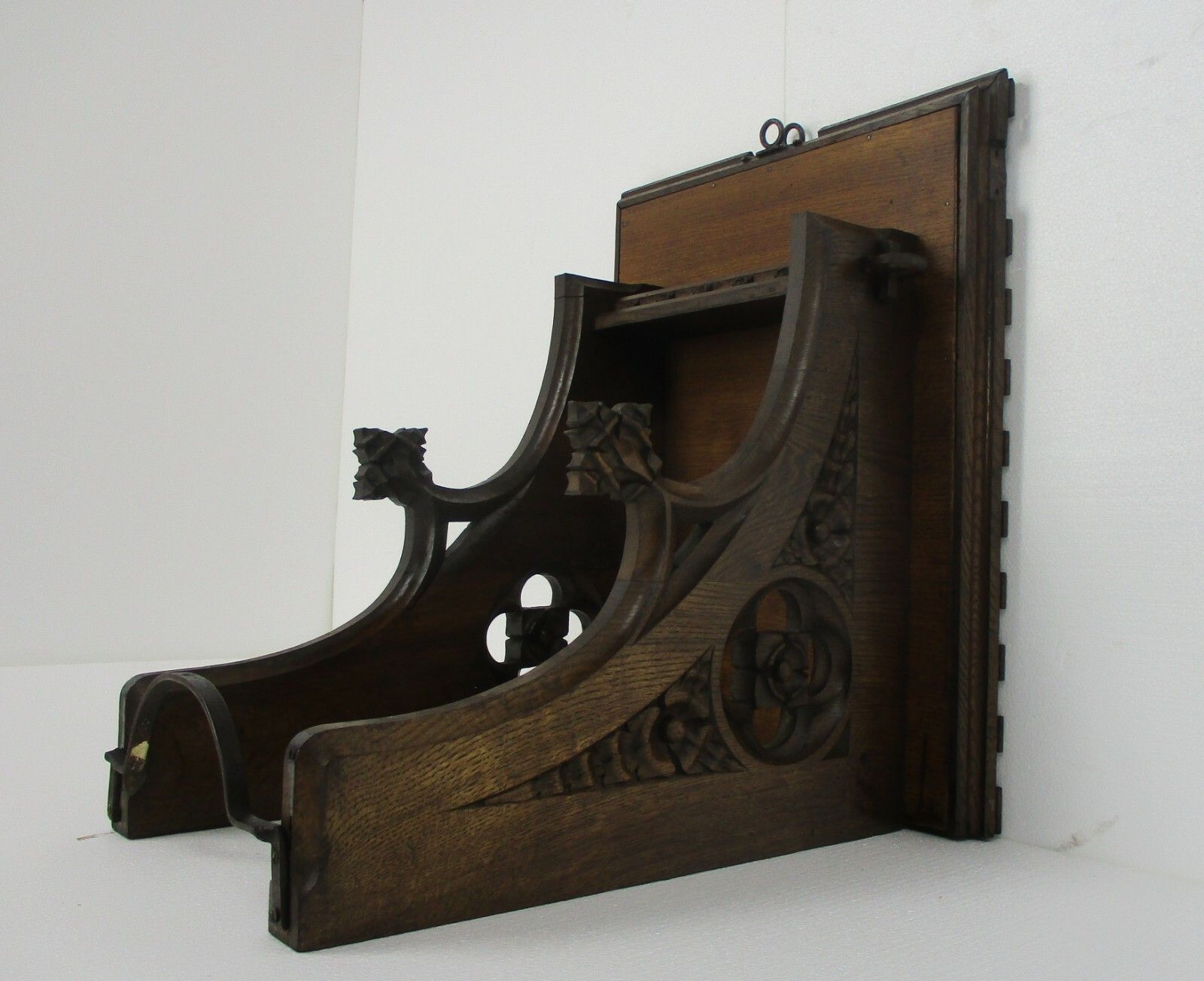 Antique Gothic  Hand Carved French Oak Wall Hall Console Table 19th Century Wow photo for sale