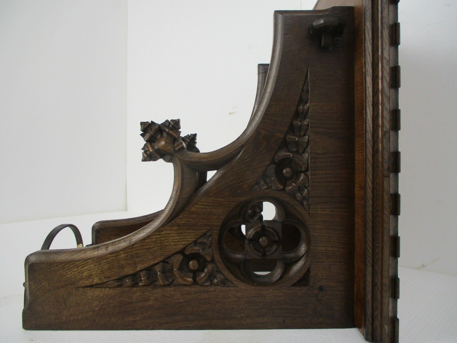 Antique Gothic  Hand Carved French Oak Wall Hall Console Table 19th Century Wow photo vinterior