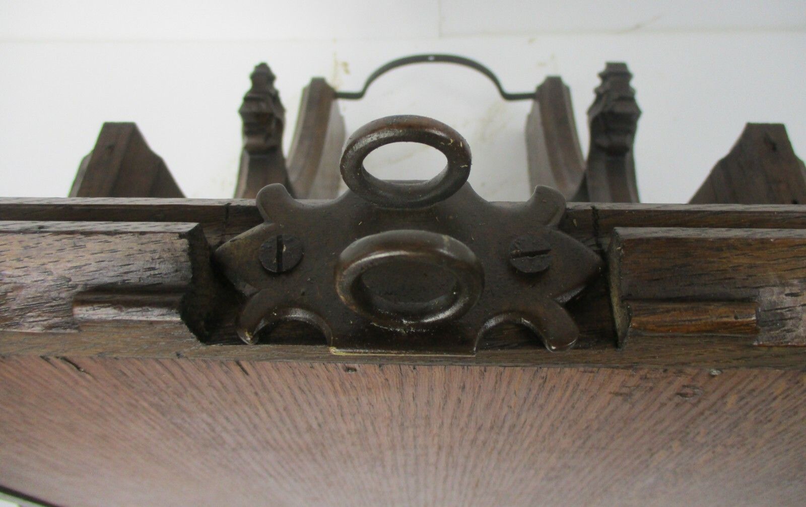 Antique Gothic  Hand Carved French Oak Wall Hall Console Table 19th Century Wow photo vintage