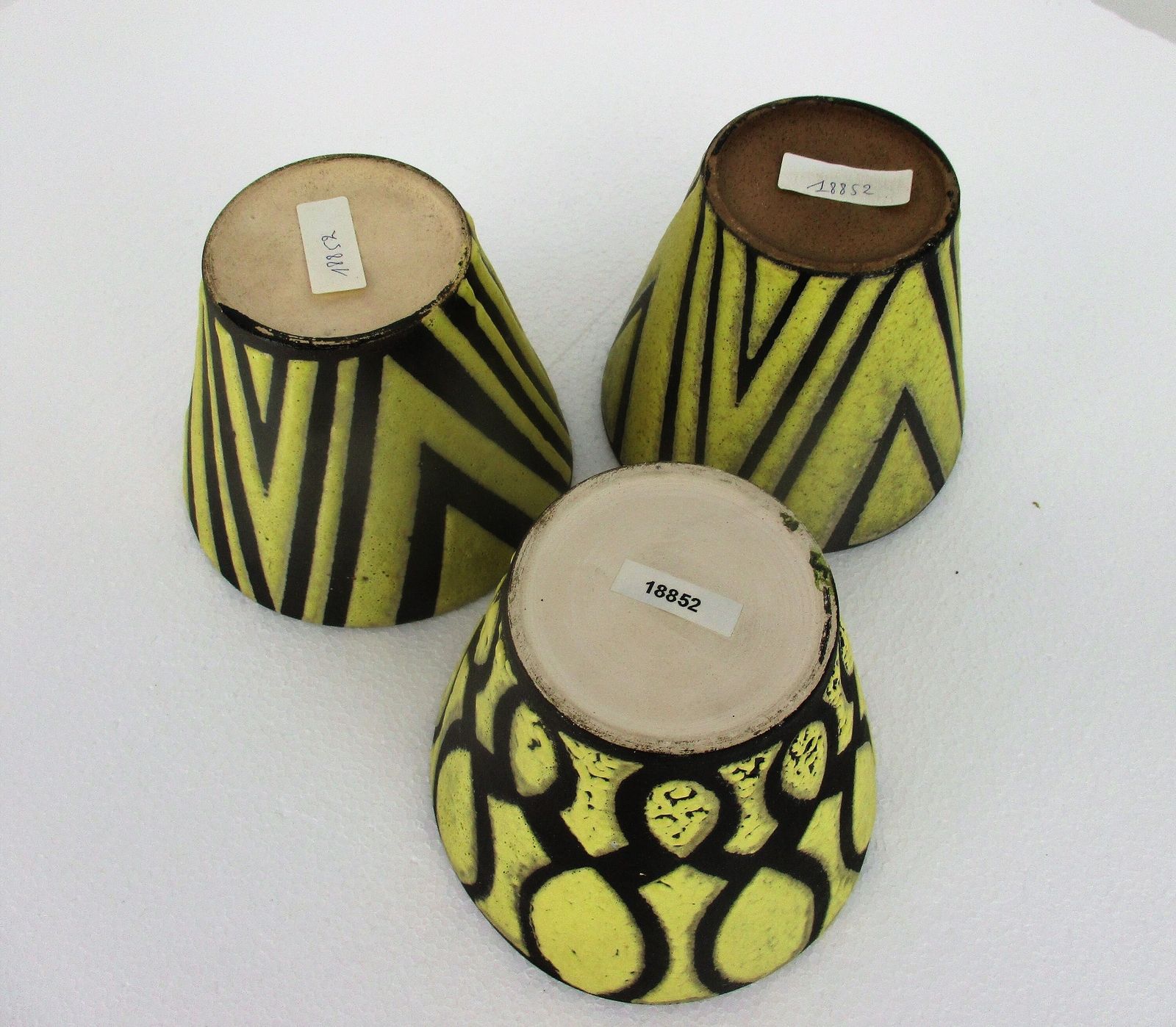 Set Of 3 West Germany Vintage Mid Century Modern Planters Flower Pots Ceramic Ab photo buy