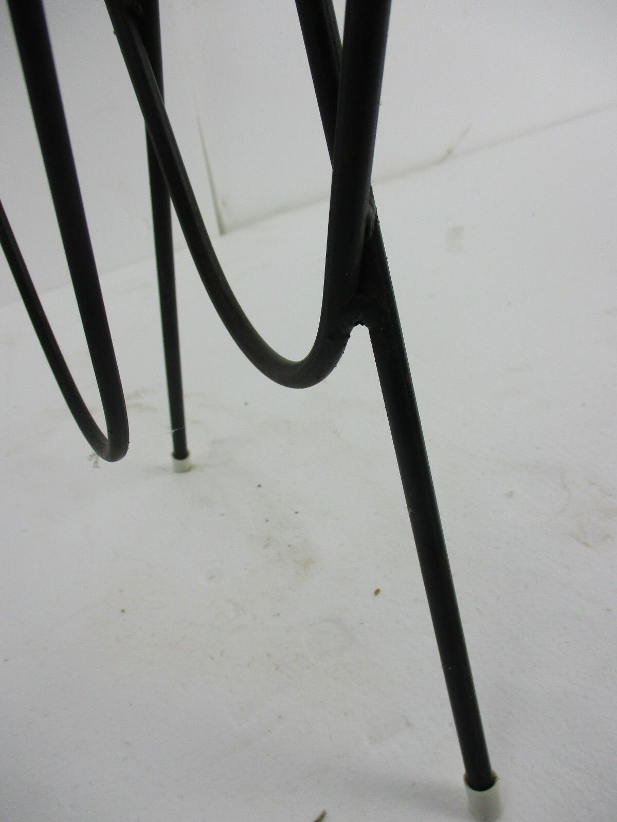 Side Table Magazine Rack  Wrought Iron Legs Glass Top Hand Painted Swans Vintage photo vinterior