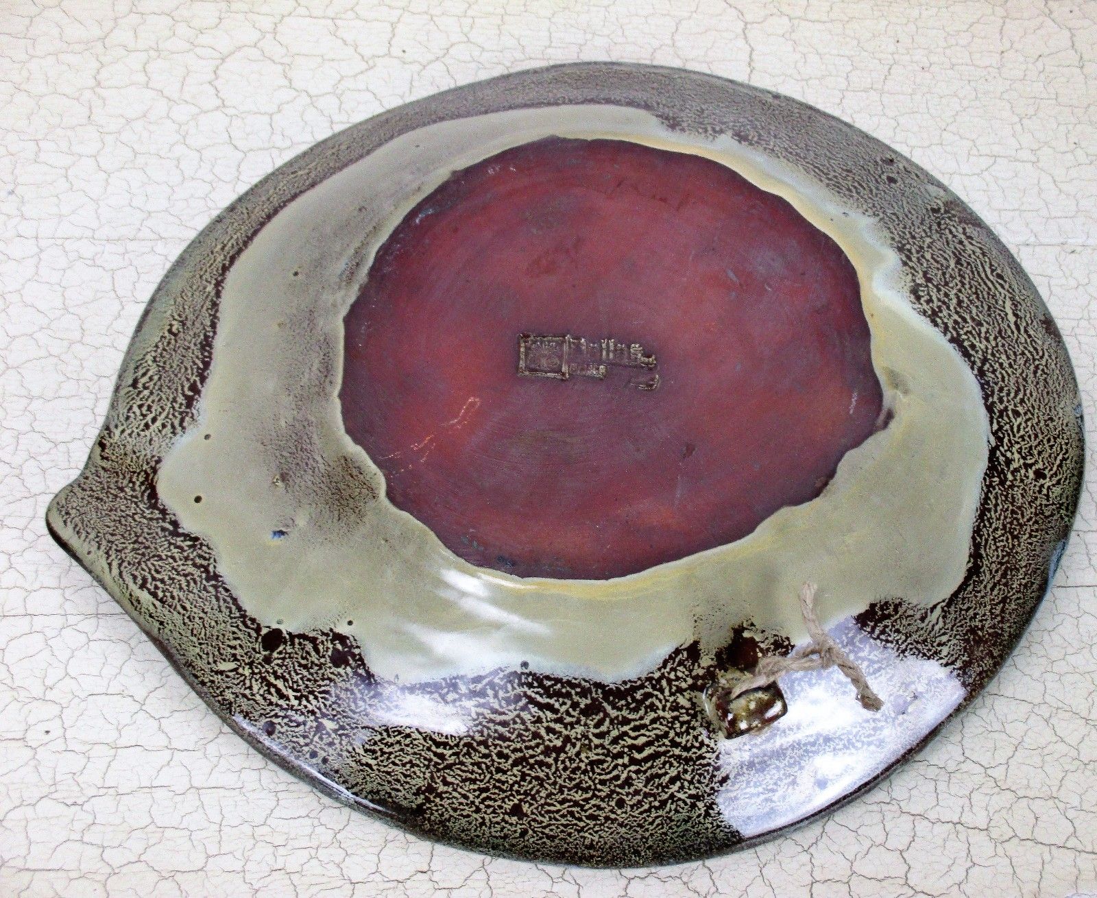 Ceramic Charger Plate Wall Hanging 3d Blue Marked Ballas Leafs Flowers Beautiful photo buy