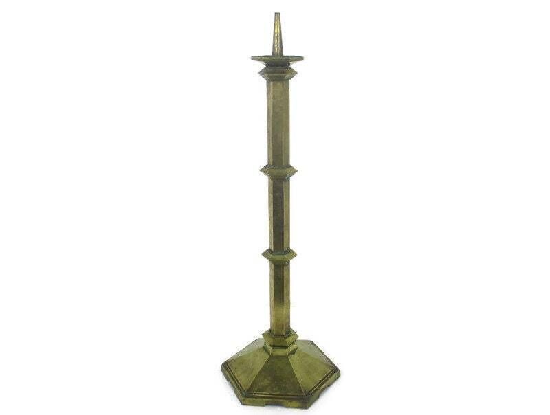 Antique Candle Holder Candle Stick Church  Chapel Altar Monastery Brass Xl 47.63