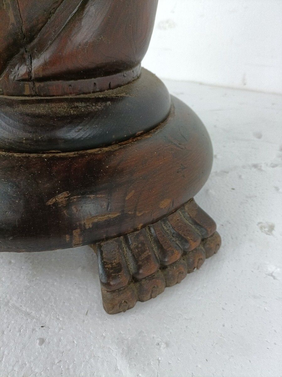 Large Hand Carved Wood Barley Twist  Farmhouse Country Barn Style T  Side Displa photo 768.0