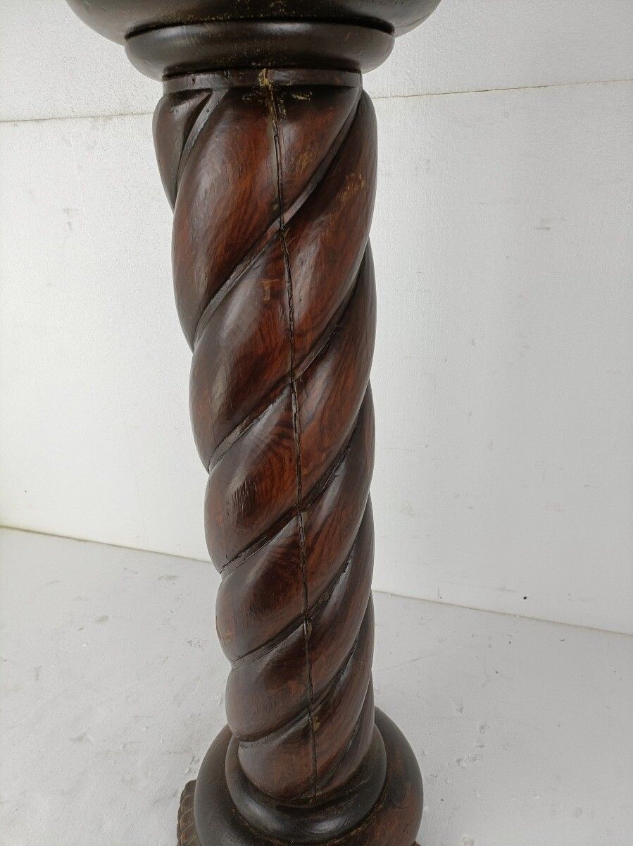 Large Hand Carved Wood Barley Twist  Farmhouse Country Barn Style T  Side Displa photo buy