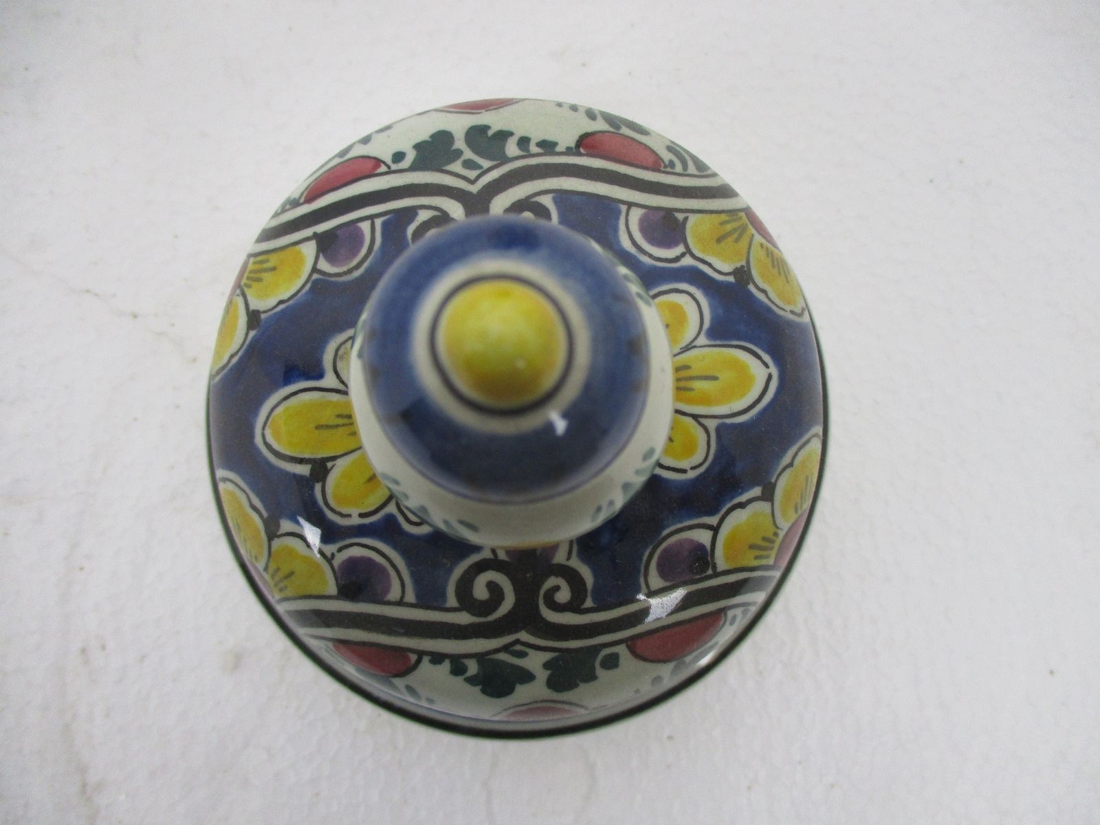 Vintage Polychrome Lidded Vase Urn Marked Regina Holland Hand Painted Beautiful photo vinterior