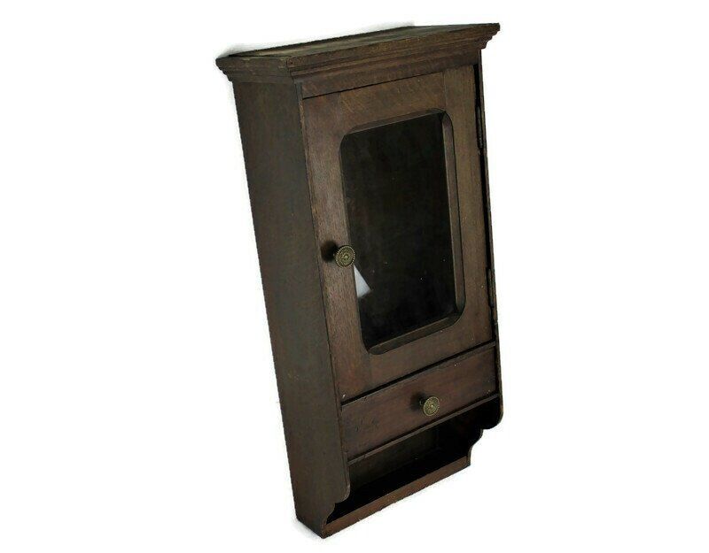 Kitchen Apothecary Medicine Bathroom Wall Hanging Display Cabinet Clear Glass Gl