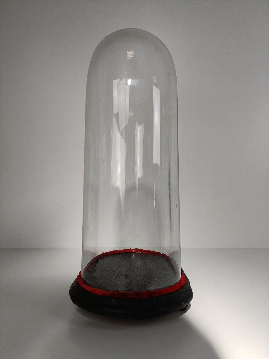 Antique Victorian Oval Hand Blown Glass Globe Dome Doll Clock 20.66" H 13.46' W photo for sale