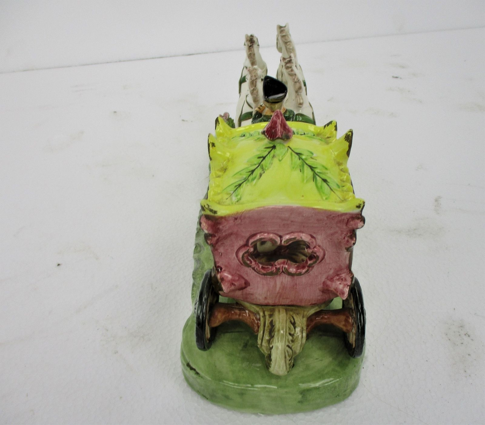 Porcelain Statue Figurine Victorian Lady In Carriage Driver Four Horses Beautifu photo vinterior