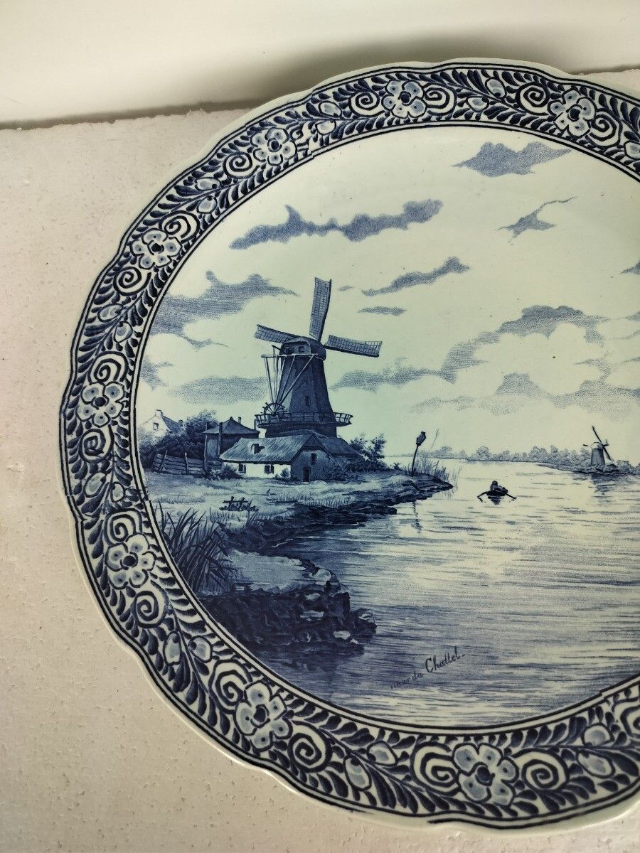 Boch Delft Blue Hand Painted Wall Charger Plate Blue White Royal Sphinx Maastric photo furniture