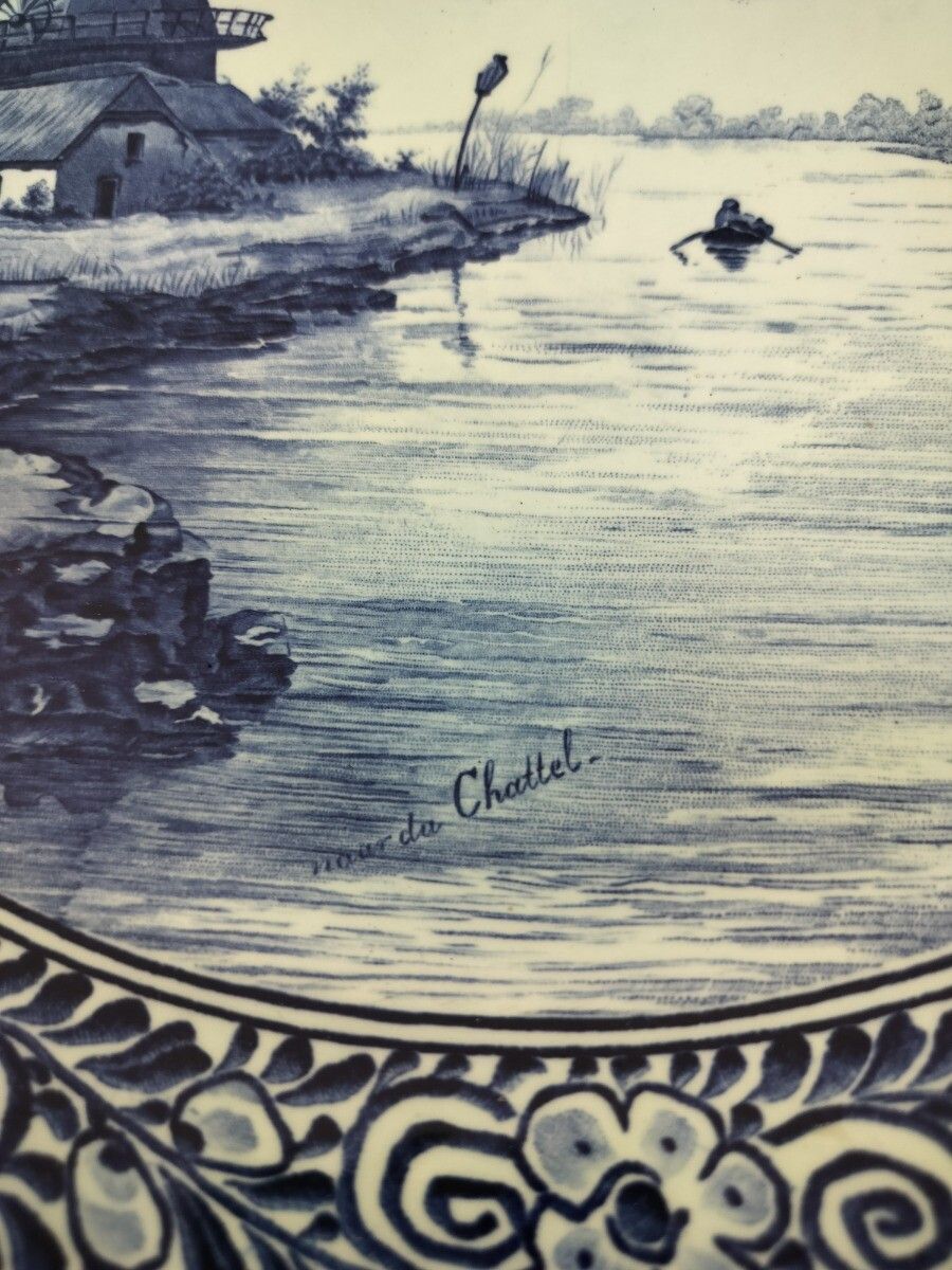 Boch Delft Blue Hand Painted Wall Charger Plate Blue White Royal Sphinx Maastric photo Home Decor