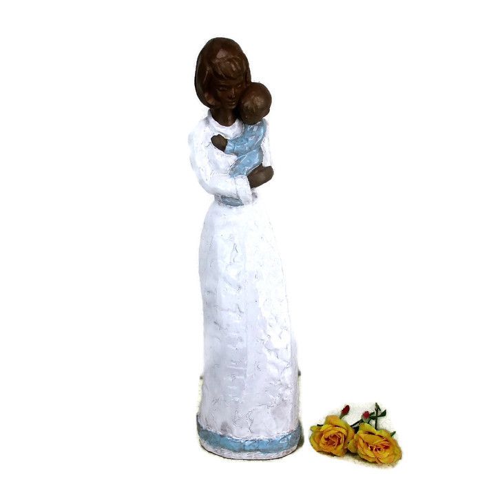 Large Glazed Ceramic Statue Virgin Mary Infant Child Mother And Child Polychrome