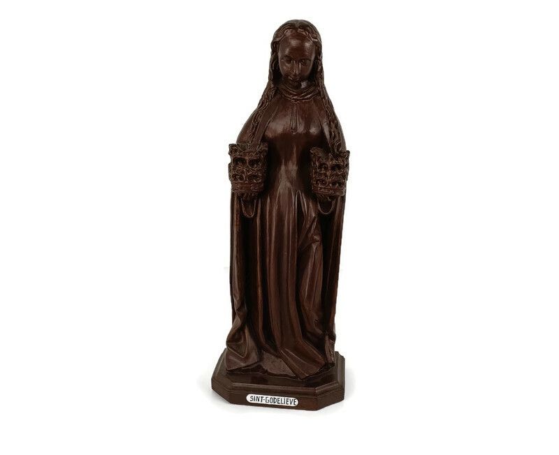 St Godelieve Statue Plaster Saint Godeleva  Godelina  Vintage Plaster Church Lar