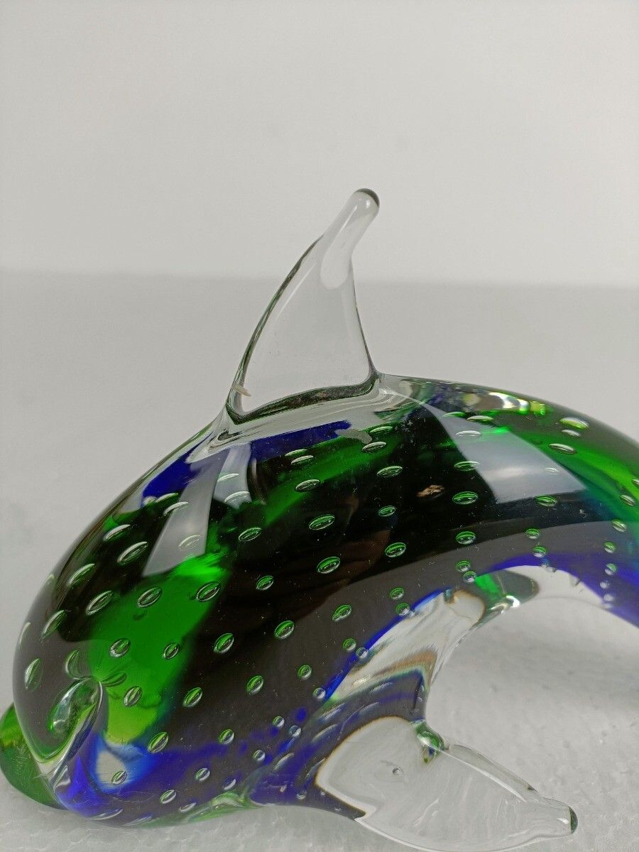 Murano Exotic Blue Art Glass Hand Blown Dolphin Italy Signed Gorgeous Vintage photo buy