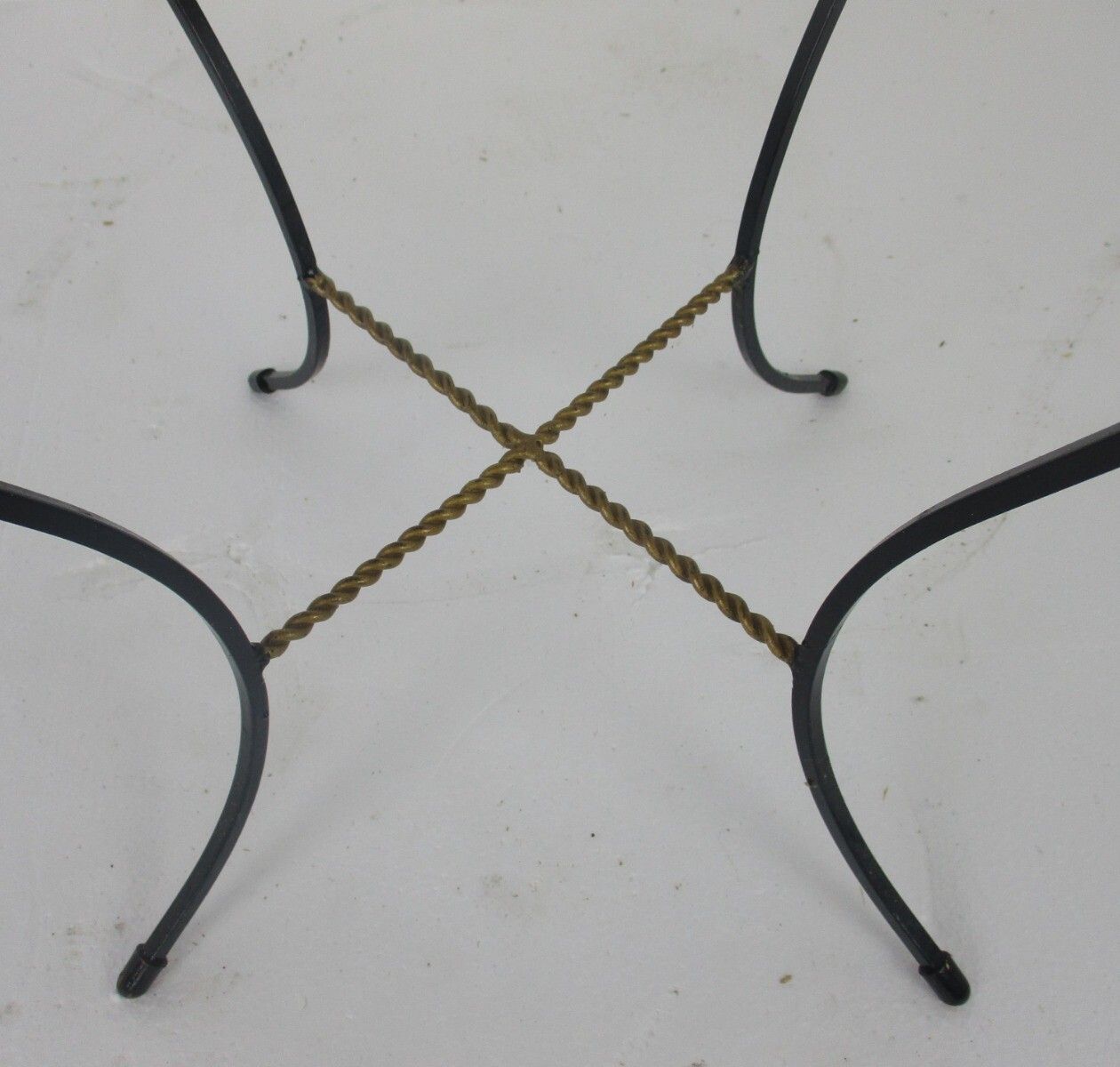 Vintage Side Table Plant Stand Mosaic Tiles Checkered  Wrought Iron photo Furniture