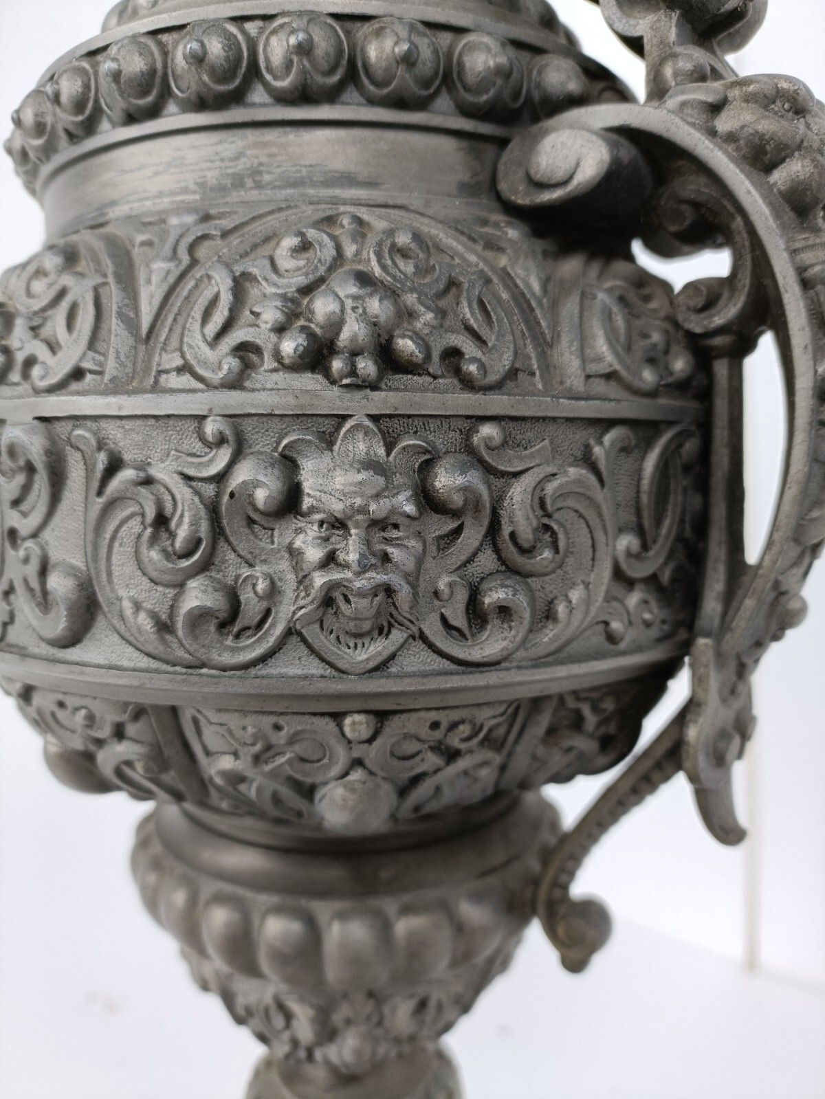 Couple Art Nouveau Jar Pitcher Spelter Art Work Mythology Dragons Medusa Htf photo for sale