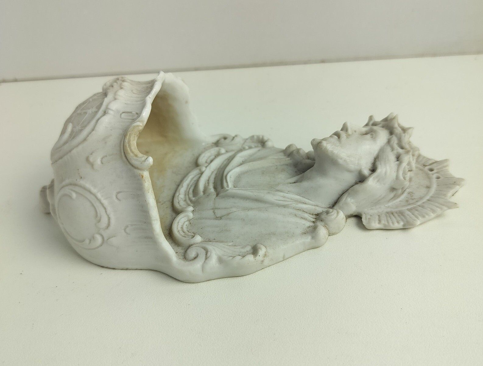 Antique Holy Water Font Vessel  Bisque Porcelain Jesus Christ Head Of Thorns photo buy