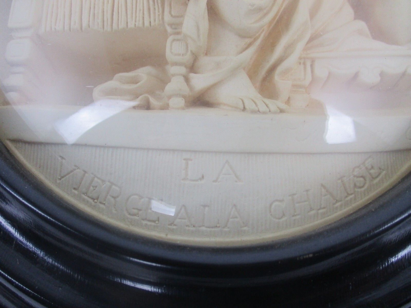 Antique Ornate Frame  Convex Glass Dome Wood  Our Lady Della Sedia Htf Collector photo 519.0