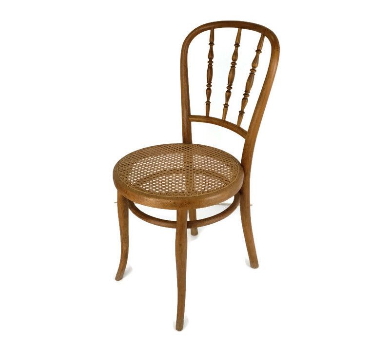 Wooden Vintage Thonet Chair Marked Bistro Ice Cream Parlor Rush Cane Seating Aus