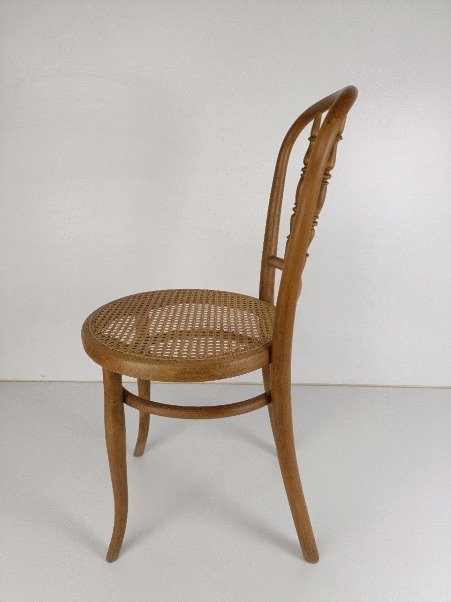 Wooden Vintage Thonet Chair Marked Bistro Ice Cream Parlor Rush Cane Seating Aus photo Furniture
