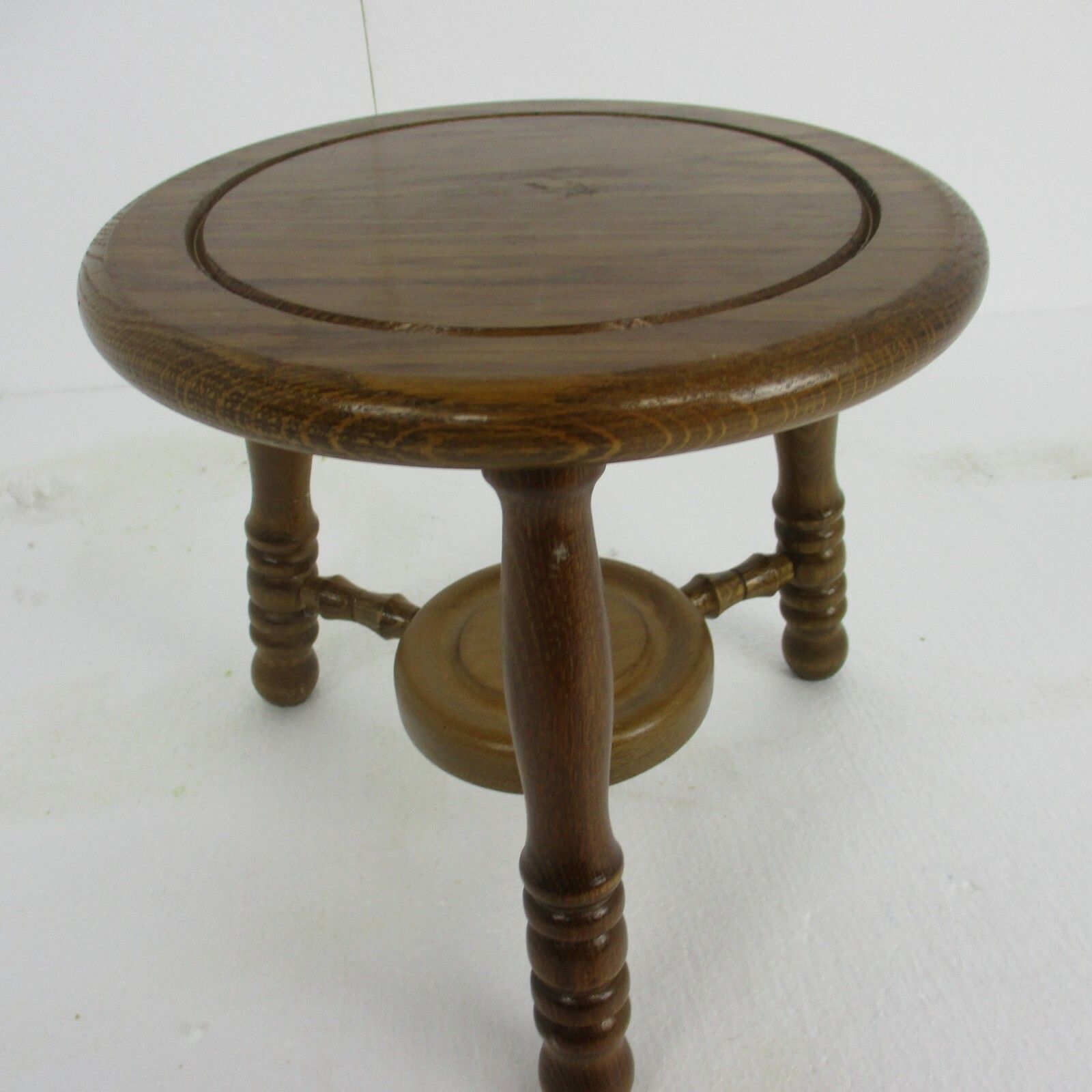 Vintage Wooden Side Wine Table Pedestal Plant Stand Two Tier Barn Country Style photo furniture