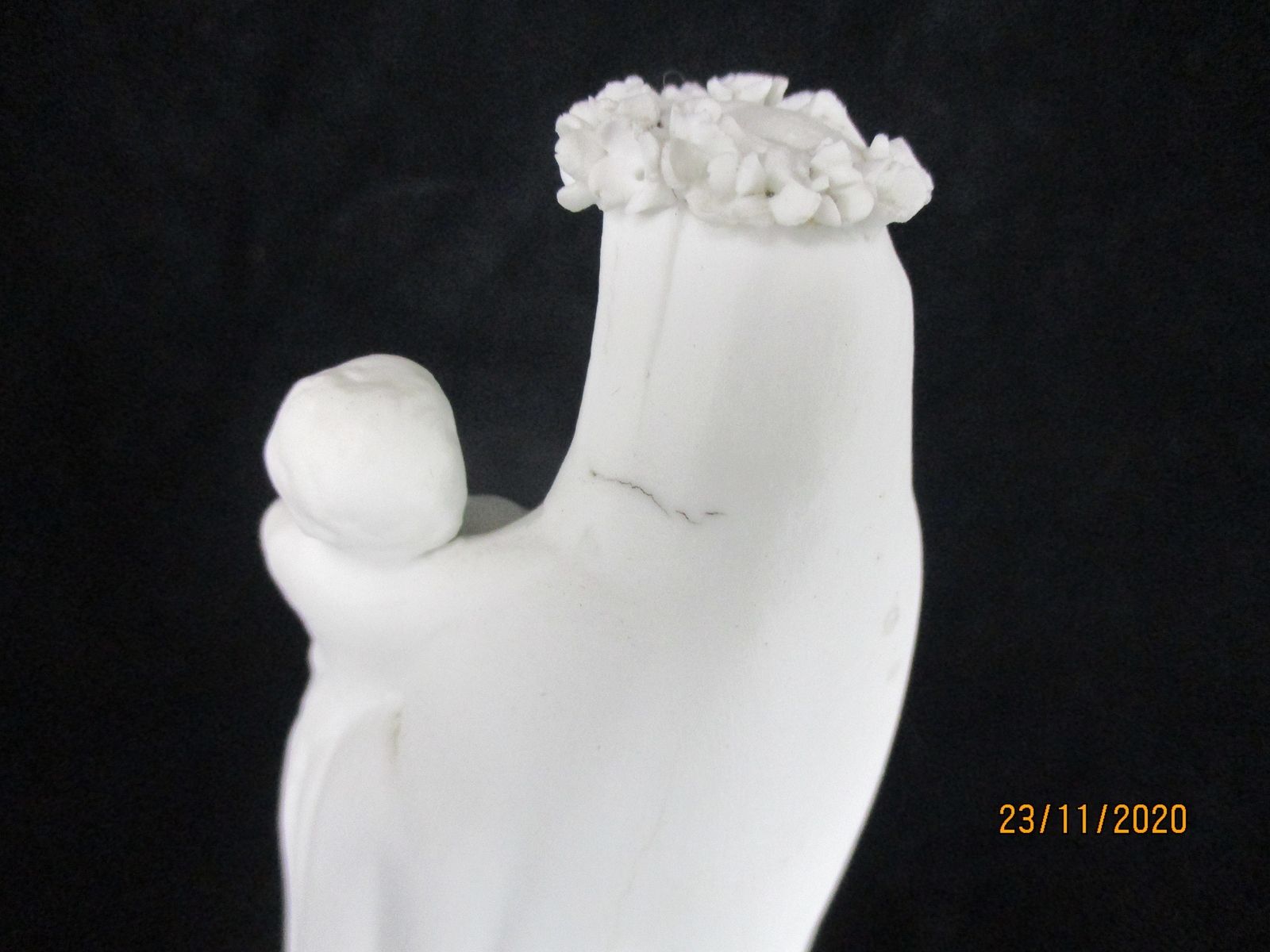 Antique Bisque Porcelain Statue Virgin Our Lady Mary Madonna With Infant Jesus G photo buy