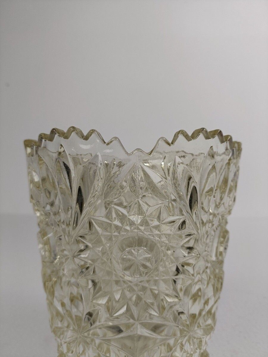 Art Glass Crystal Vase Val St Lambert Style  Clear Almost Yellow Crystal Cut photo vinterior