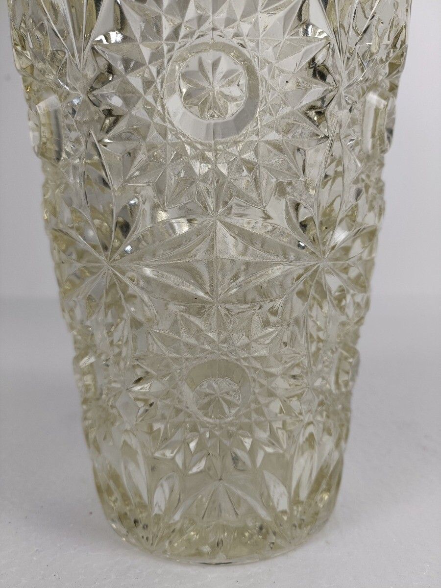 Art Glass Crystal Vase Val St Lambert Style  Clear Almost Yellow Crystal Cut photo buy