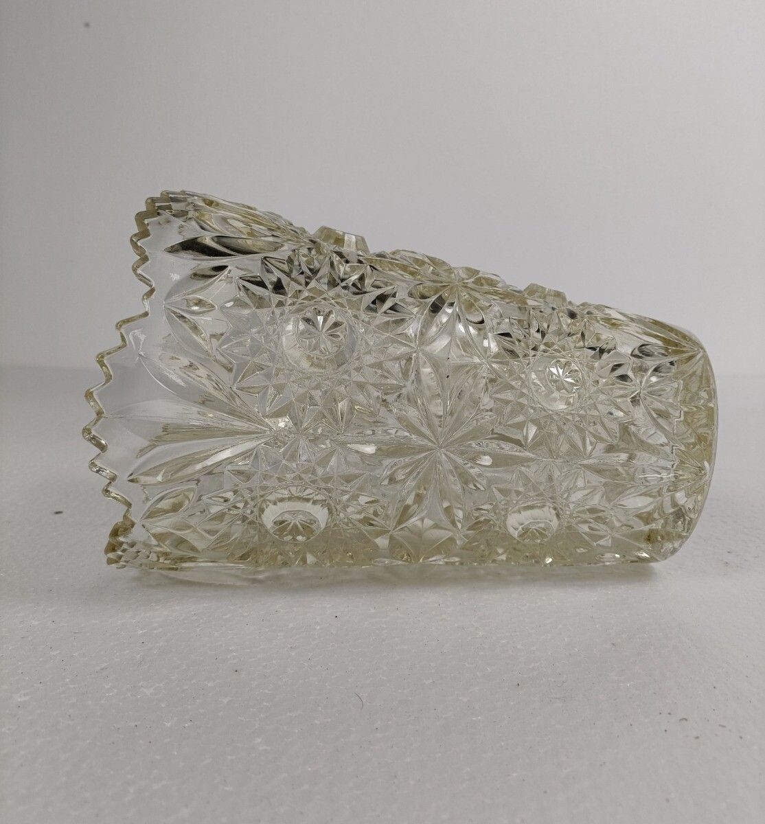 Art Glass Crystal Vase Val St Lambert Style  Clear Almost Yellow Crystal Cut photo vintage