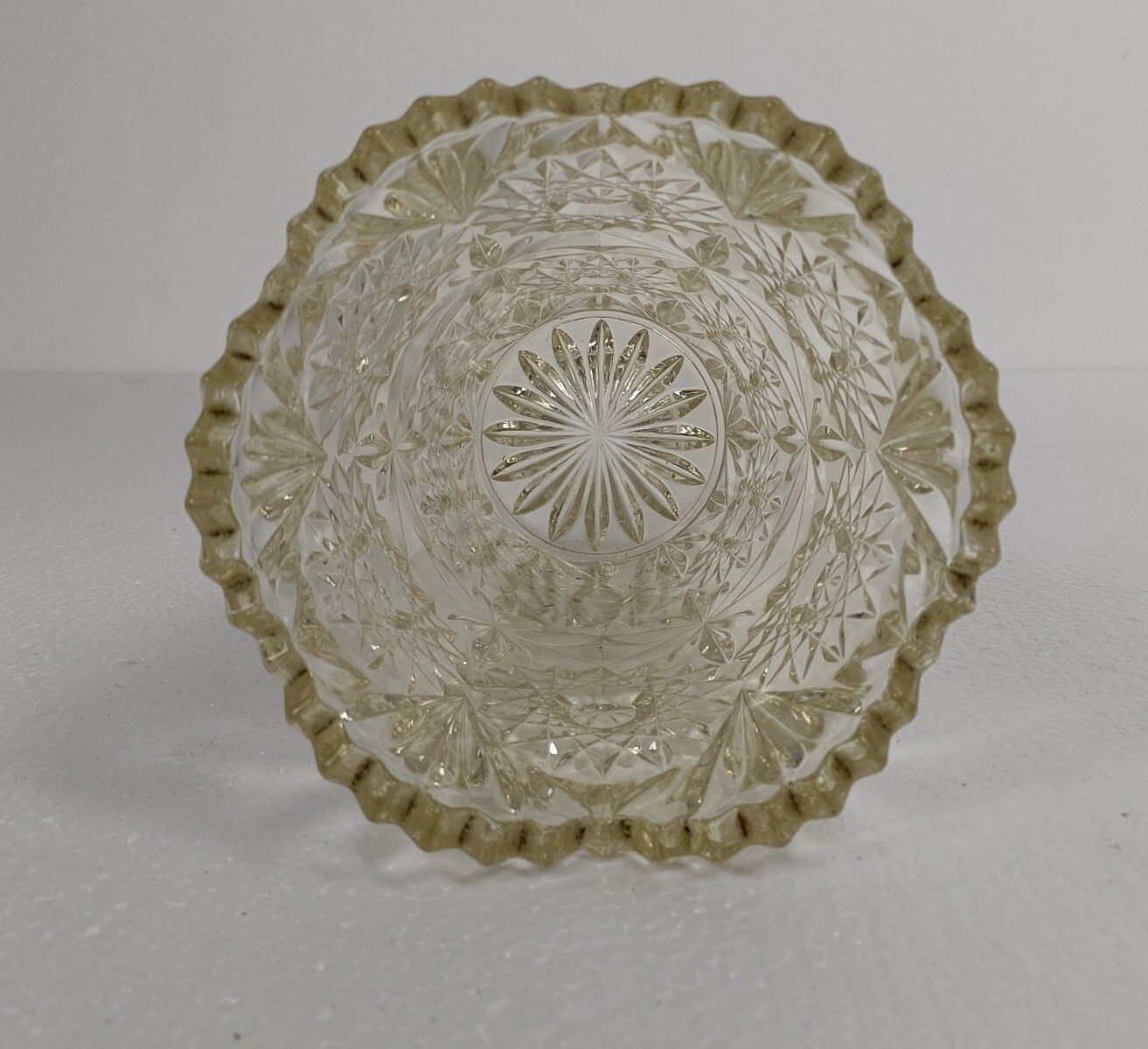 photo furniture Art Glass Crystal Vase Val St Lambert Style  Clear Almost Yellow Crystal Cut