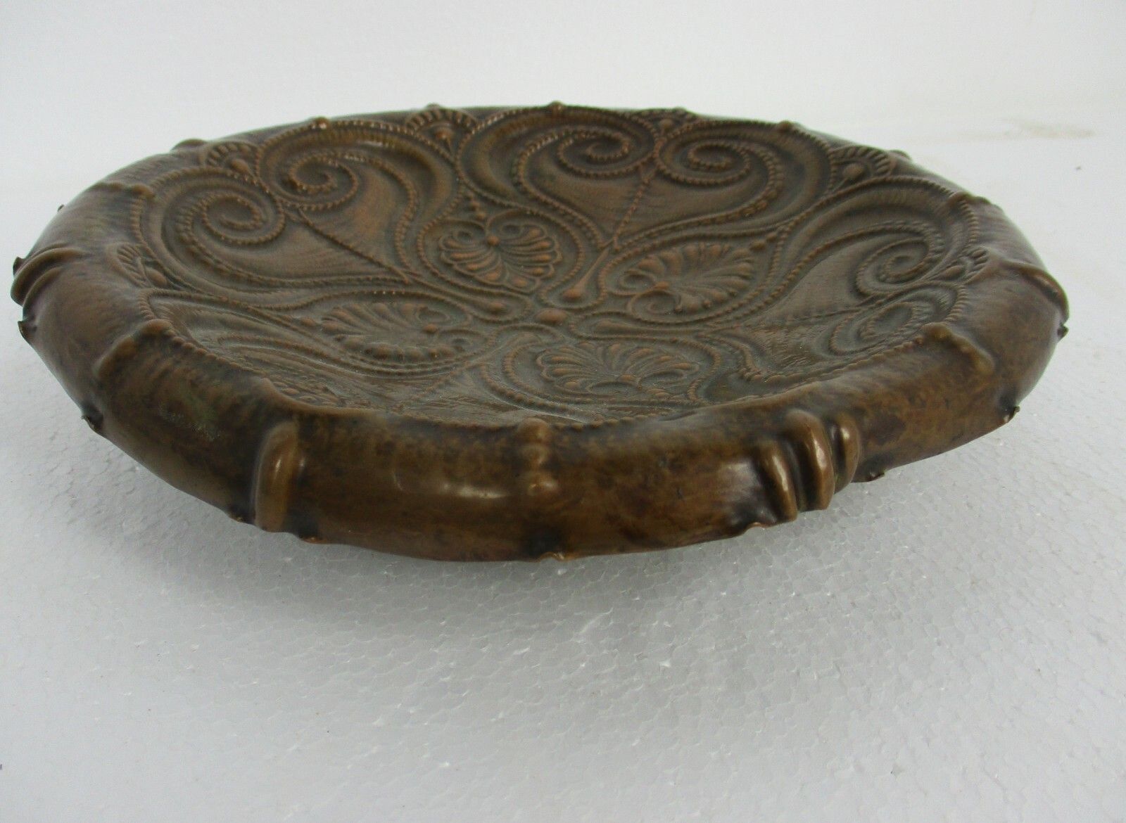 Art Piece Verlinden Lier Ornate Baptismal Dish Bowl Hammered  Brass  Signed Wow photo furniture