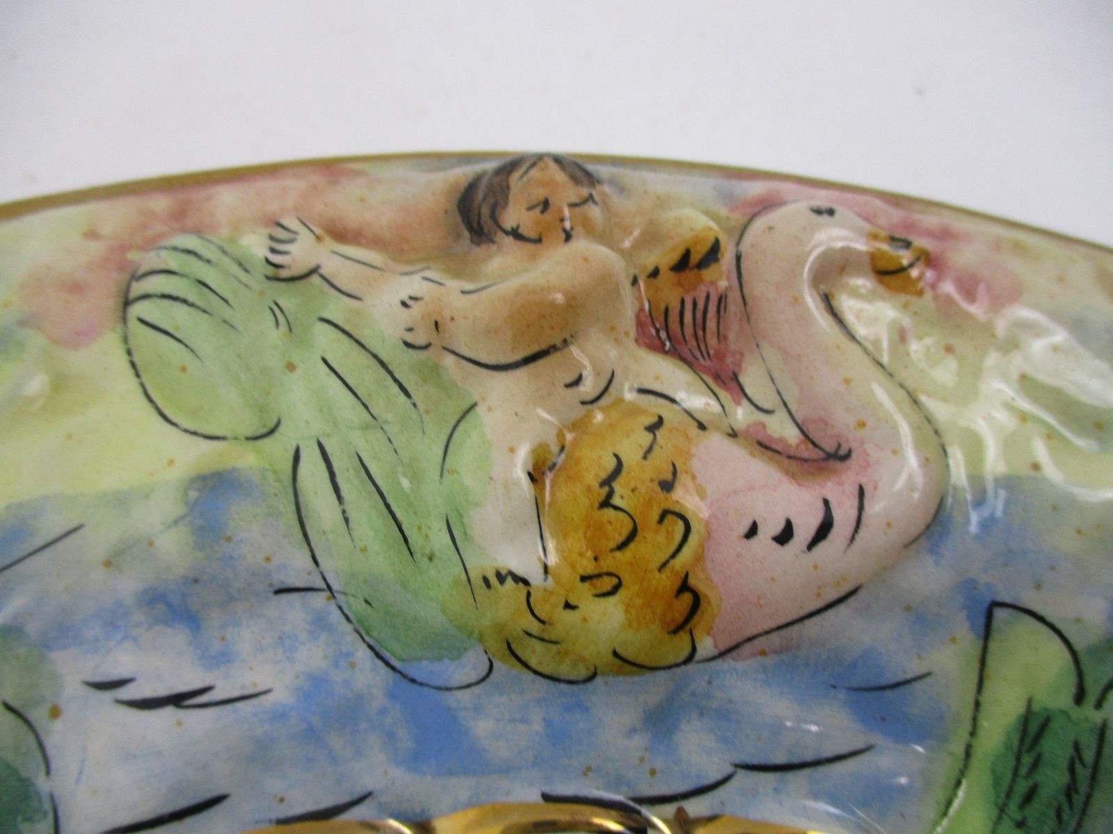 Capodimonte Charger Plate Plaque Porcelain Italy Marked Cherubs Playing In Garde photo Home Decor