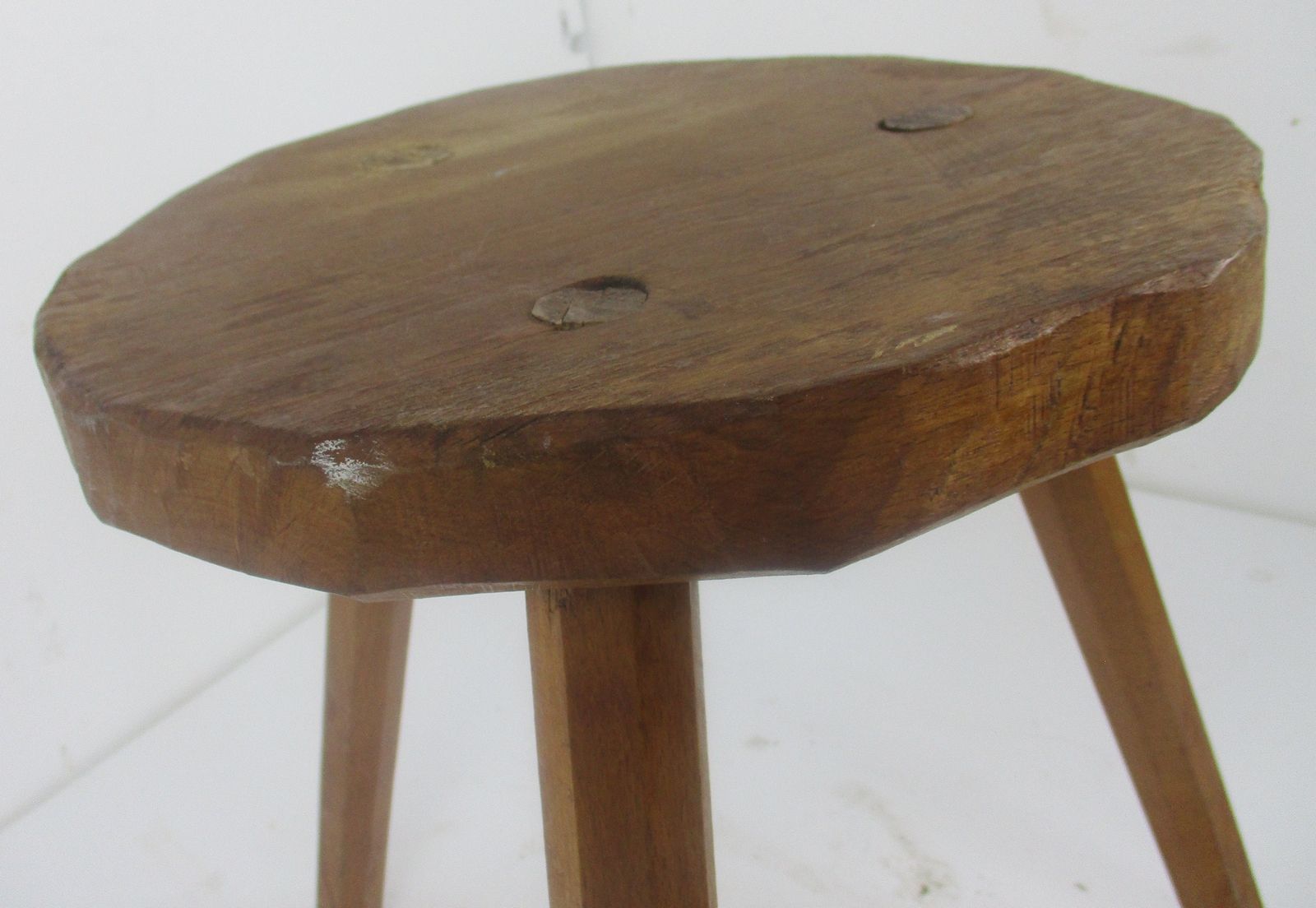 Hand Carved Wood Tripod Milking Stool Pedestal Table Pedestal Barn Style Funky photo furniture