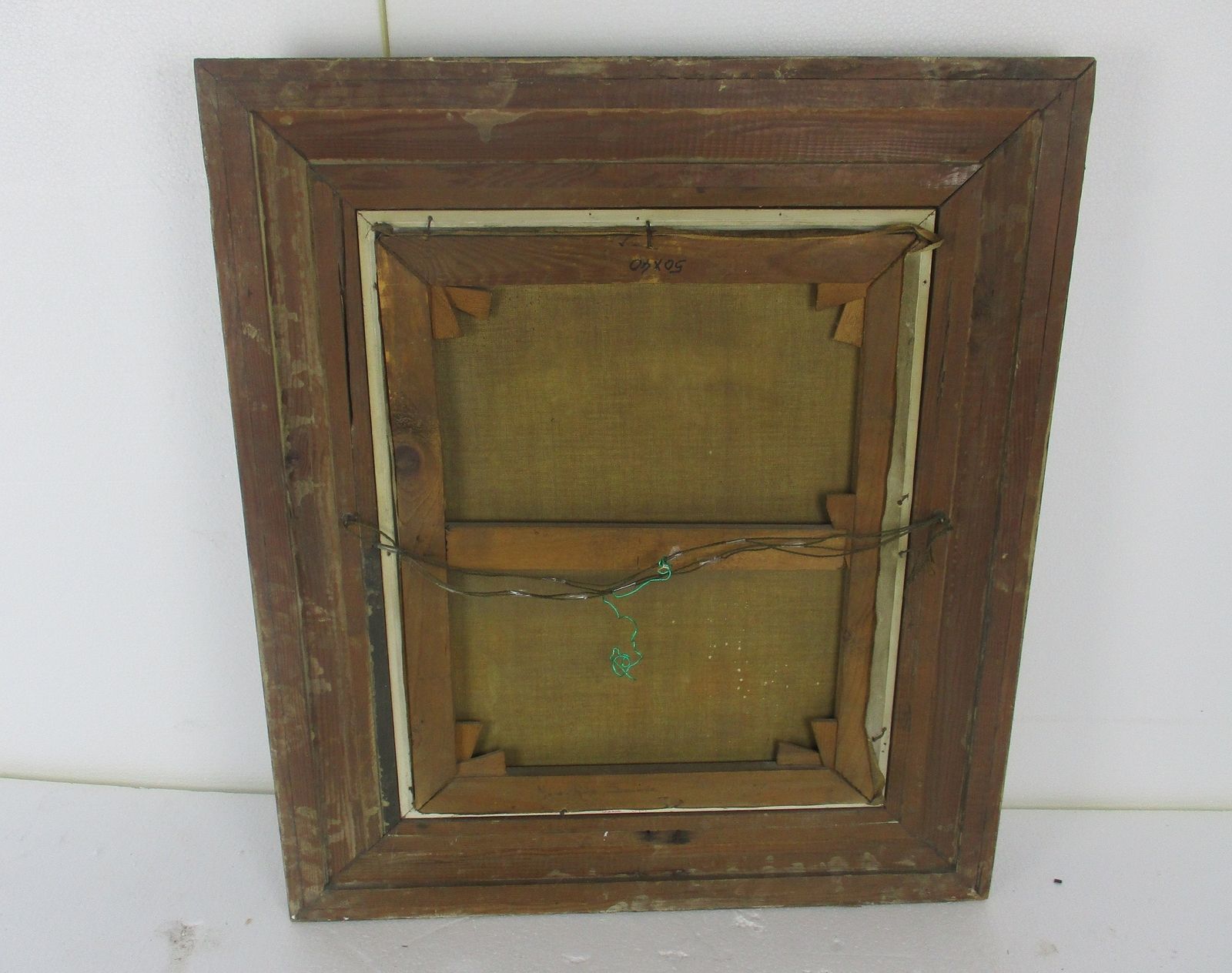 Oil Painting On Canvas  Gorgeous Wooden Frame Still Life Flowers Vase Signed E photo vintage