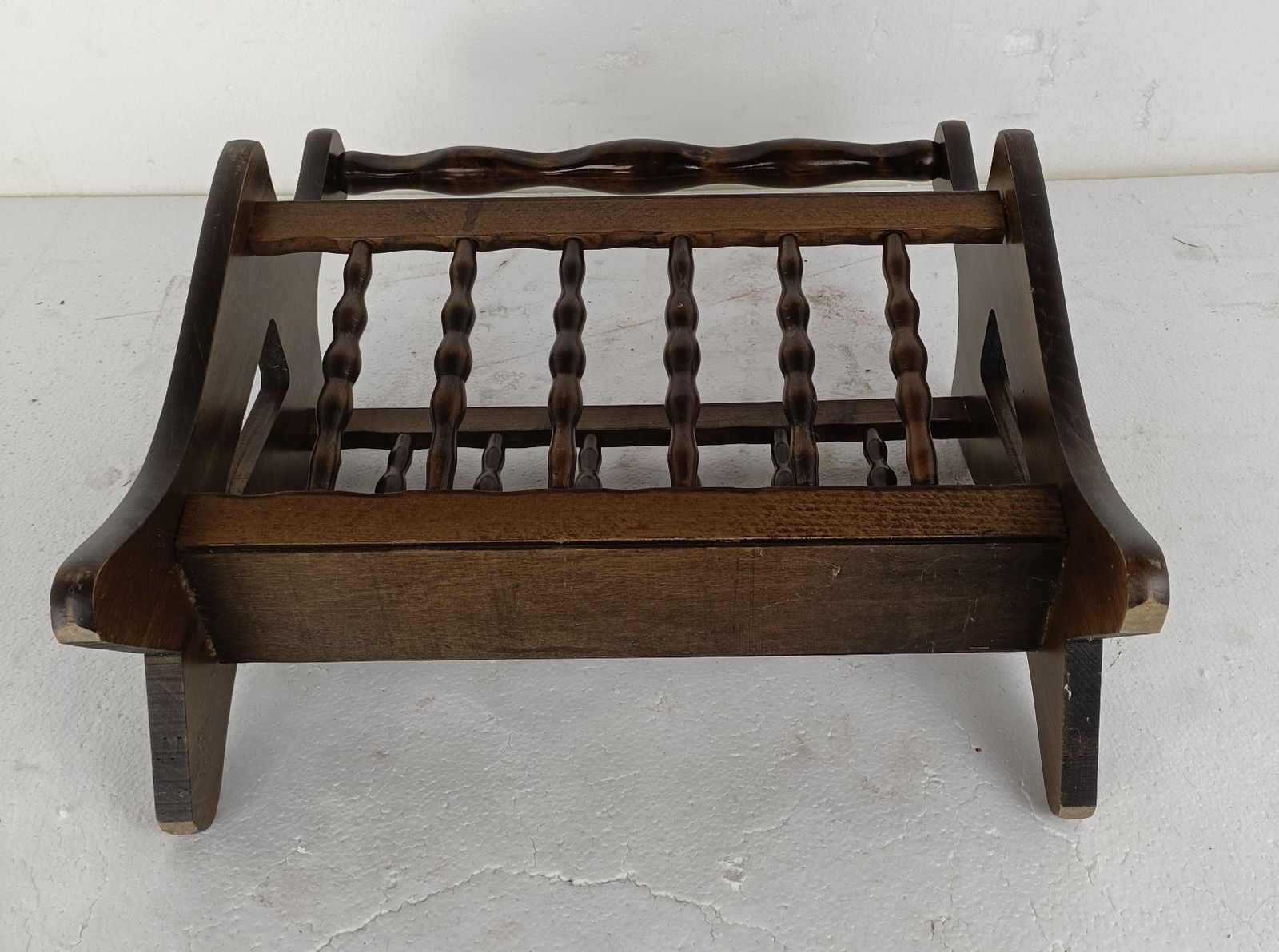 photo for sale Vintage Wooden Magazine Newspaper Rack Holder Barn Country Style Bobbin Banist