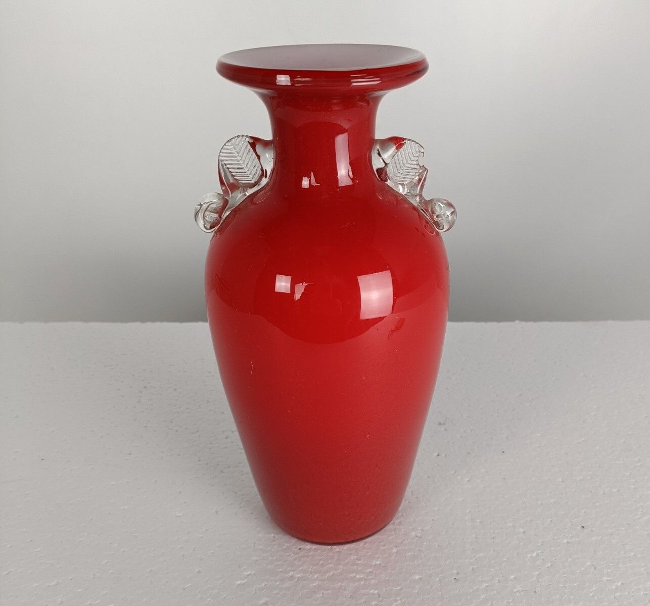 Vintage Red Clear Glass Vase Bohemian Opaline Lovely photo furniture