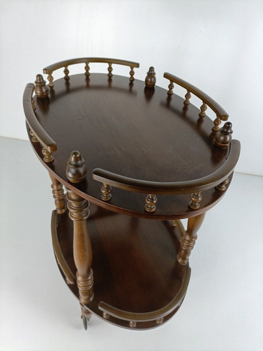 Furniture Bar Cocktail Tea Cart Trolley Mid Century Modern Kitchen Island Ornate Carved photo