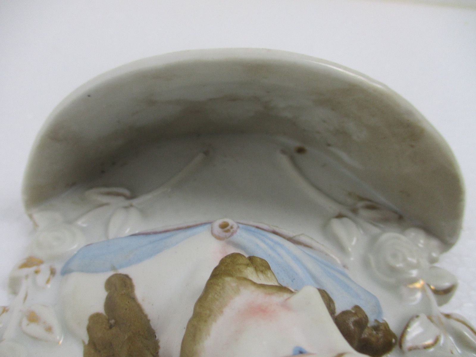 Holy Water Font Vessel  Jesus Christ Head Of Thorns Bisque Htf Beautiful photo vinterior