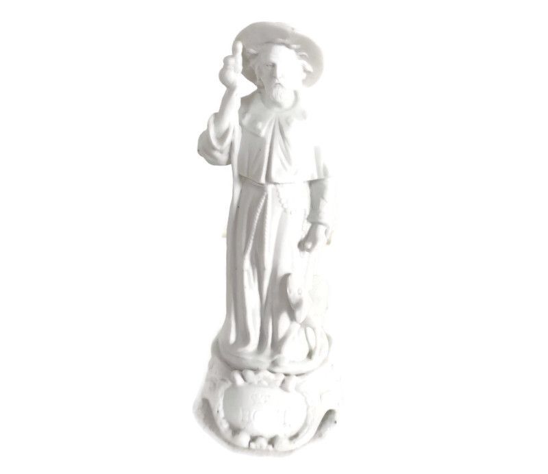 Statue Saint Roch Rocchus Rocco Bisque Porcelain Patron Of Dogs Bachelors Htf  C